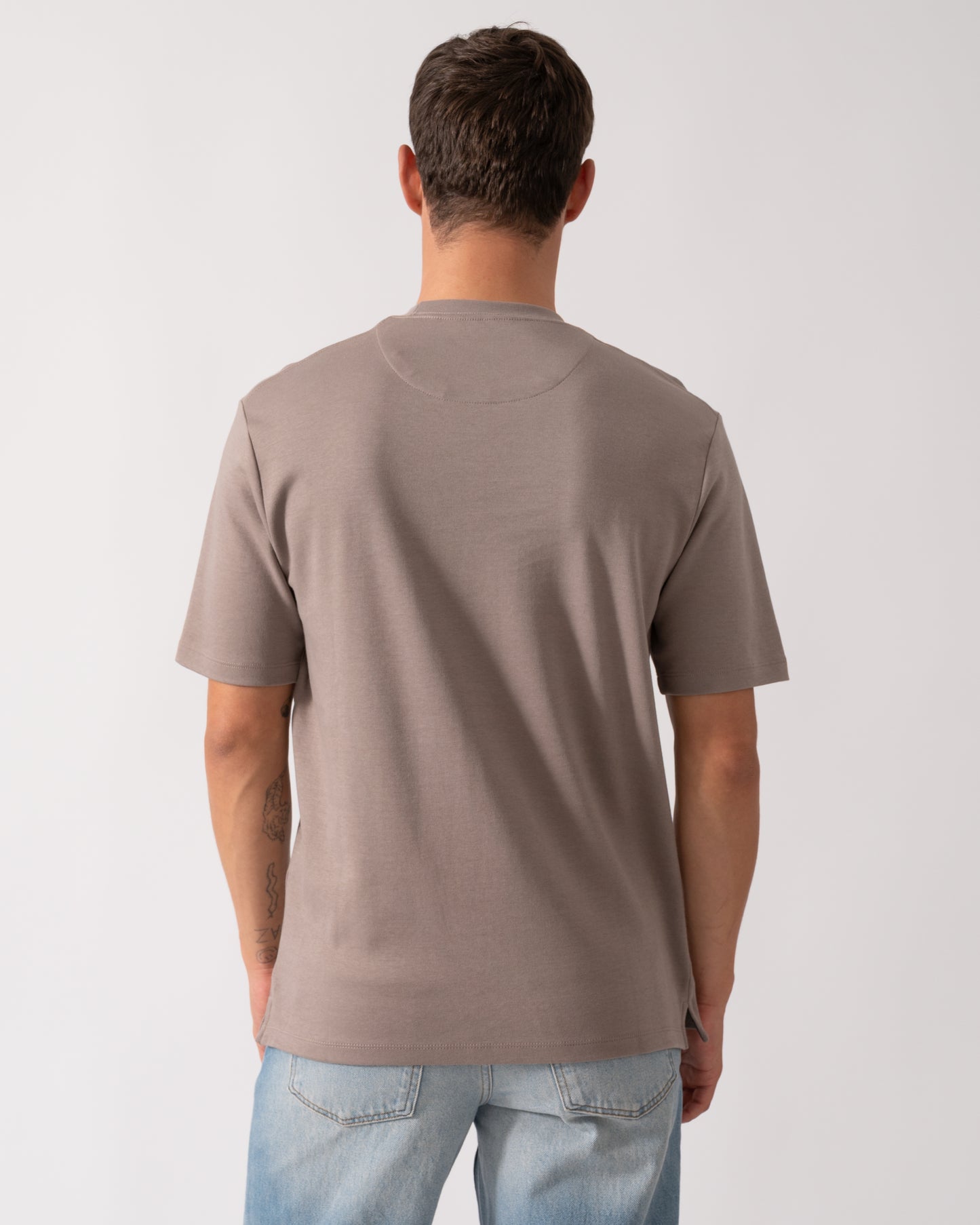 Oliver Sweeney Palmela Mens Crew Neck T-Shirt - Mushroom