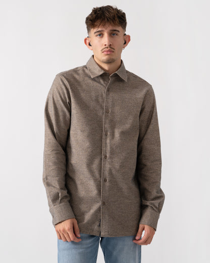 Oliver Sweeney Barnham Mens Long Sleeve Linen Shirt - Mole