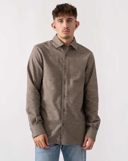 Oliver Sweeney Barnham Mens Long Sleeve Linen Shirt - Mole