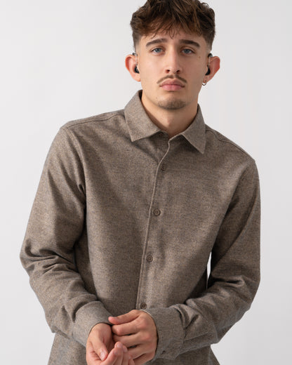 Oliver Sweeney Barnham Mens Long Sleeve Linen Shirt - Mole