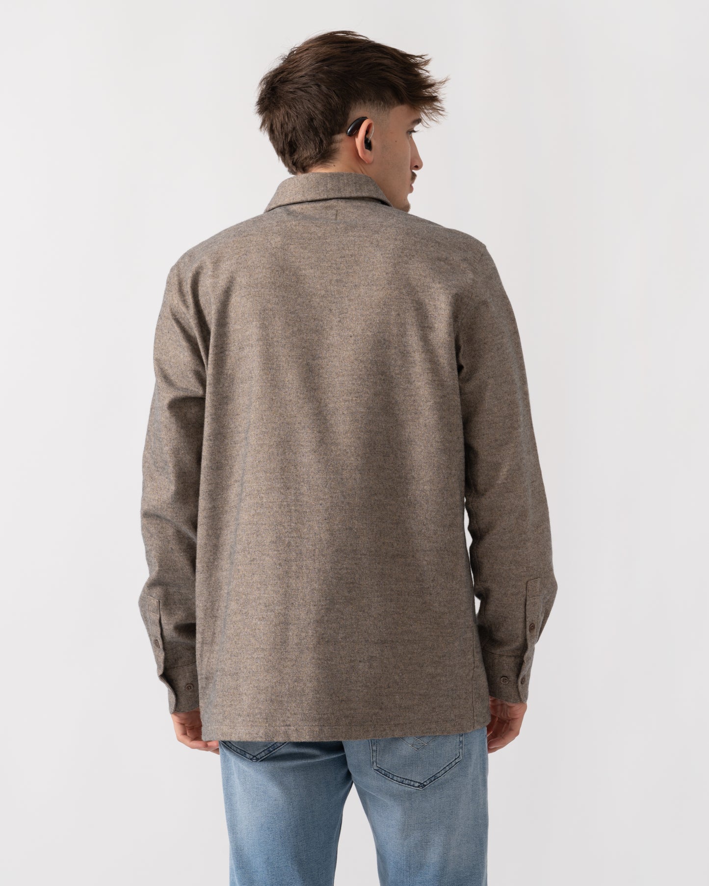 Oliver Sweeney Barnham Mens Long Sleeve Linen Shirt - Mole