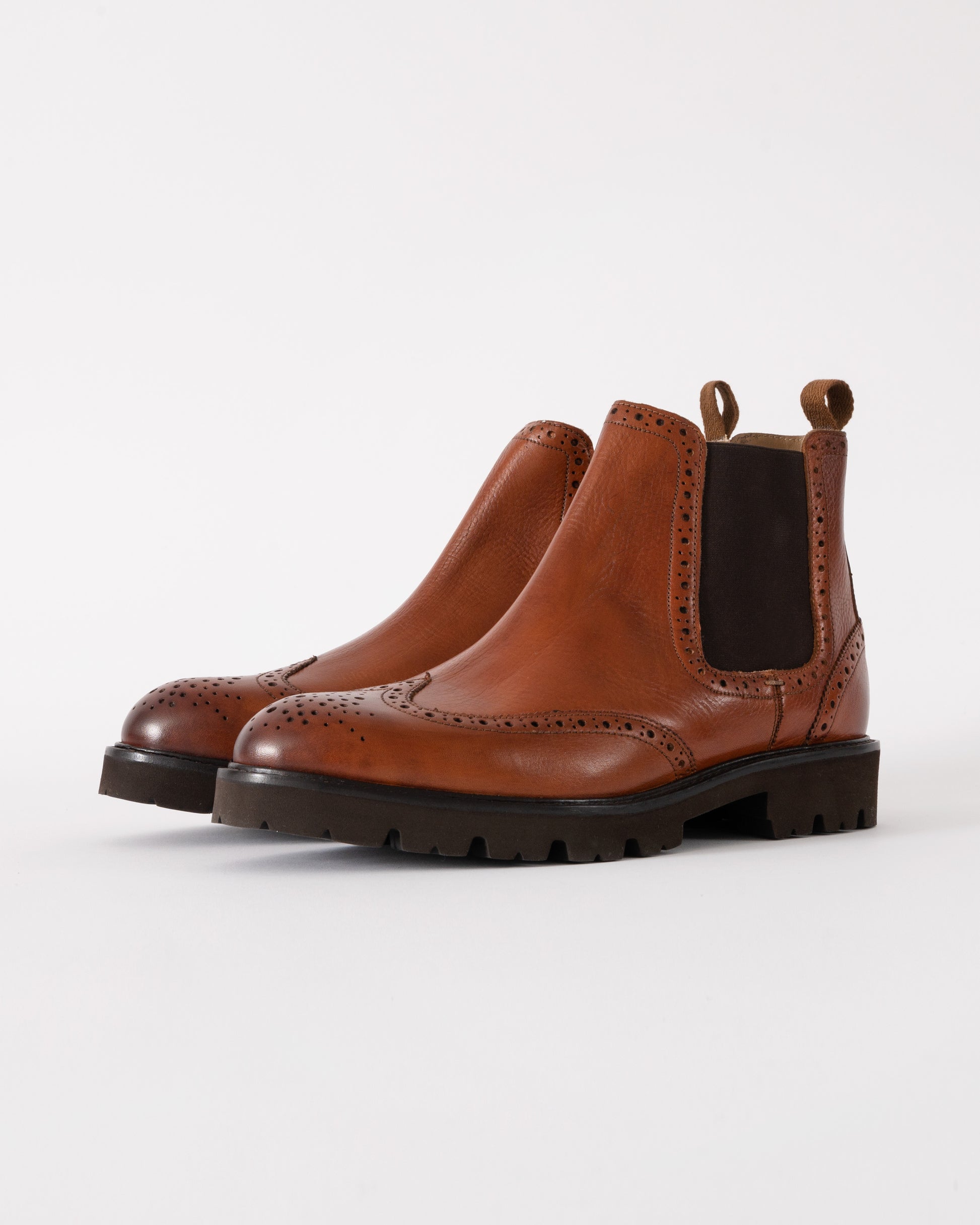 Oliver Sweeney Harby Mens Milled Leather Chelsea Boots in Dark Tan