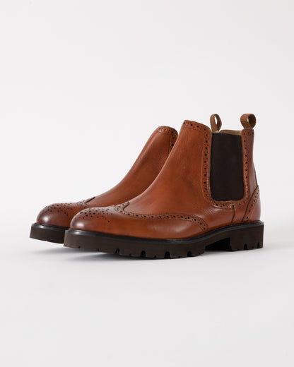 Oliver Sweeney Harby Mens Milled Leather Chelsea Boots in Dark Tan