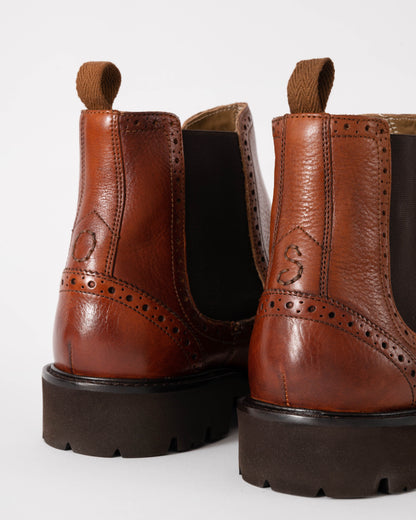 Oliver Sweeney Harby Mens Milled Leather Chelsea Boots - Dark Tan