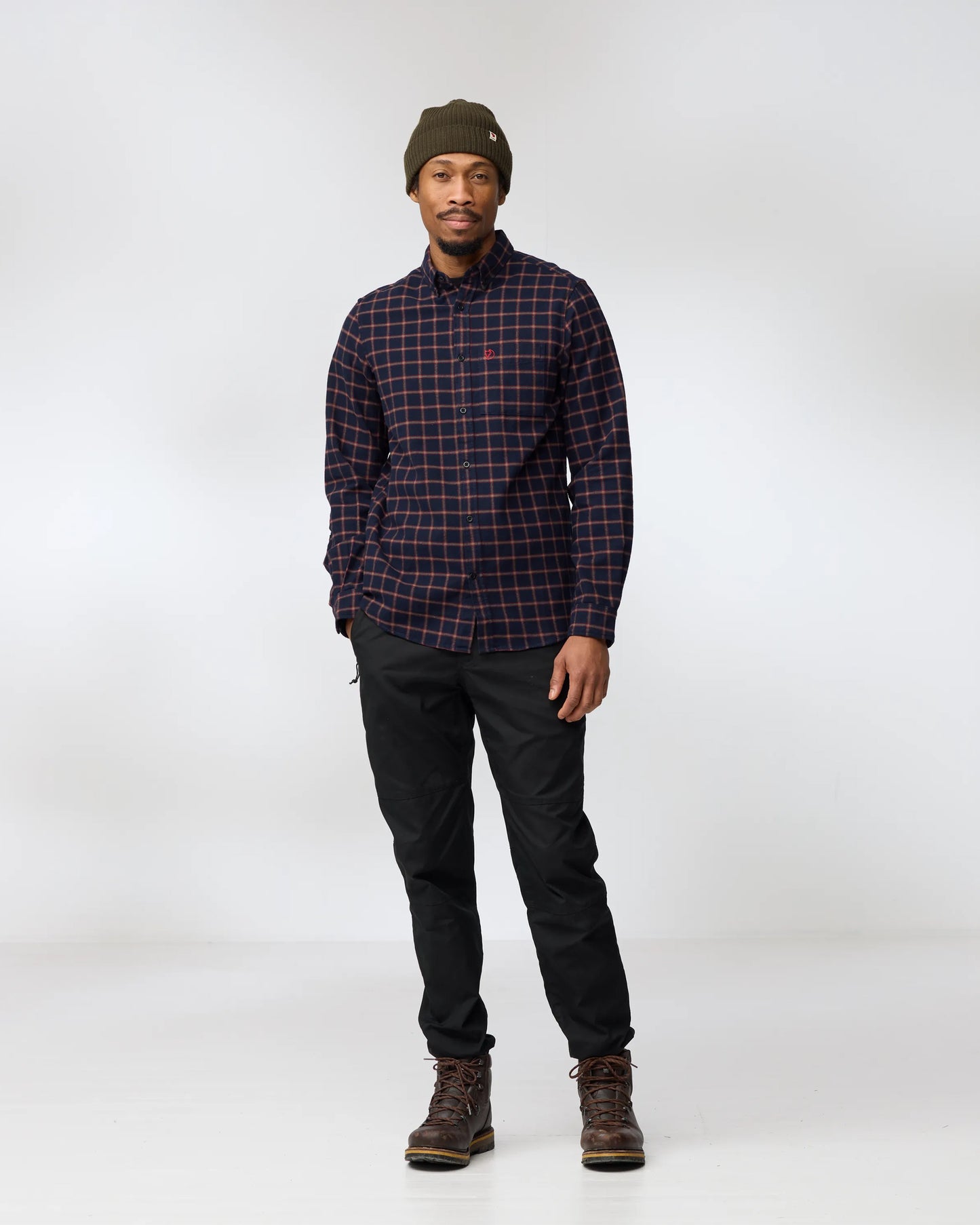 Fjallraven Övik Flannel Mens Long Sleeve Shirt - Dark Navy 555