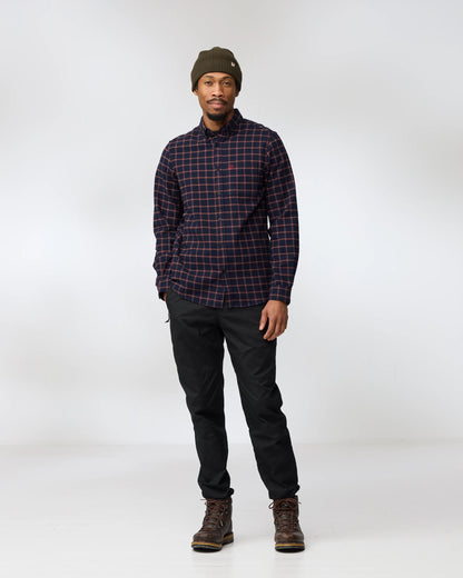 Fjallraven Övik Flannel Mens Long Sleeve Shirt - Dark Navy 555