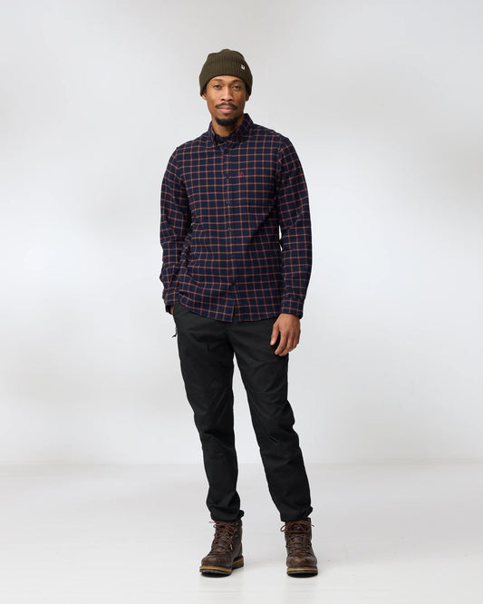 Fjallraven Övik Flannel Mens Long Sleeve Shirt - Dark Navy 555 | CHO | Designer Mens Shirts
