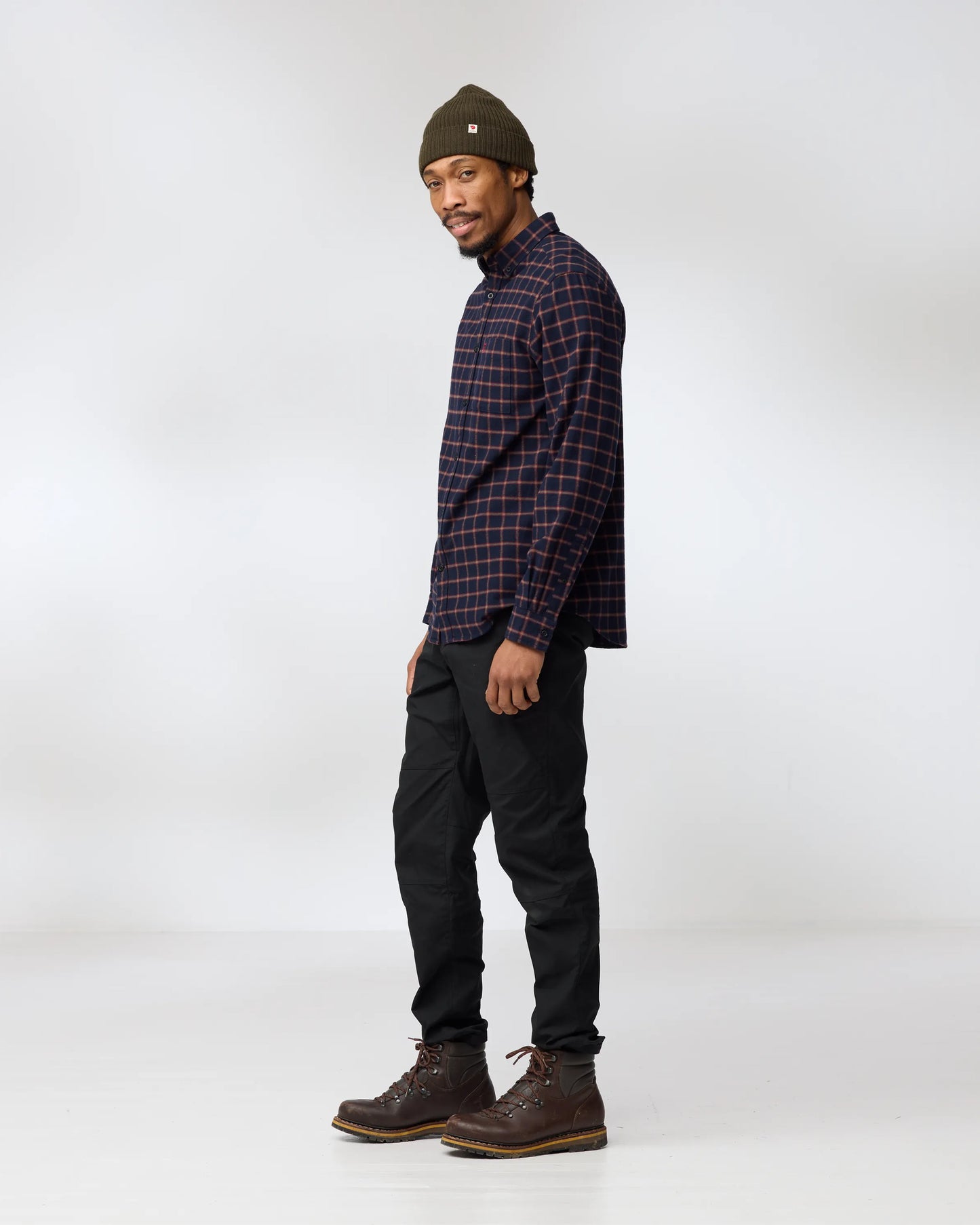 Fjallraven Övik Flannel Mens Long Sleeve Shirt - Dark Navy 555