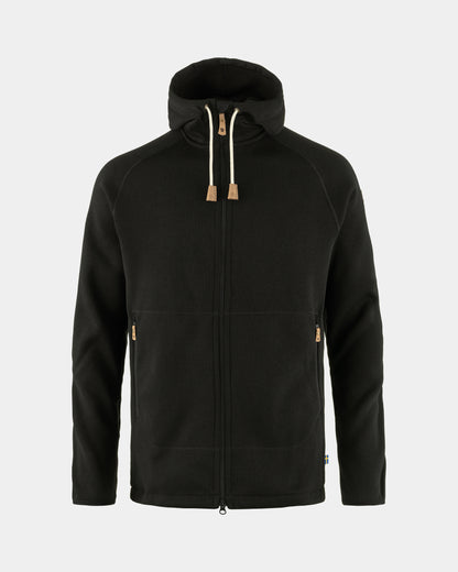 Fjallraven Ovik Mens Fleece Hoodie - Black 550 | CHO | Designer Mens Hoodies