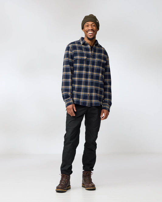 Fjallraven Ovik Heavy Flannel Mens Shirt - Dark Navy-Buckwheat Brown 555-232