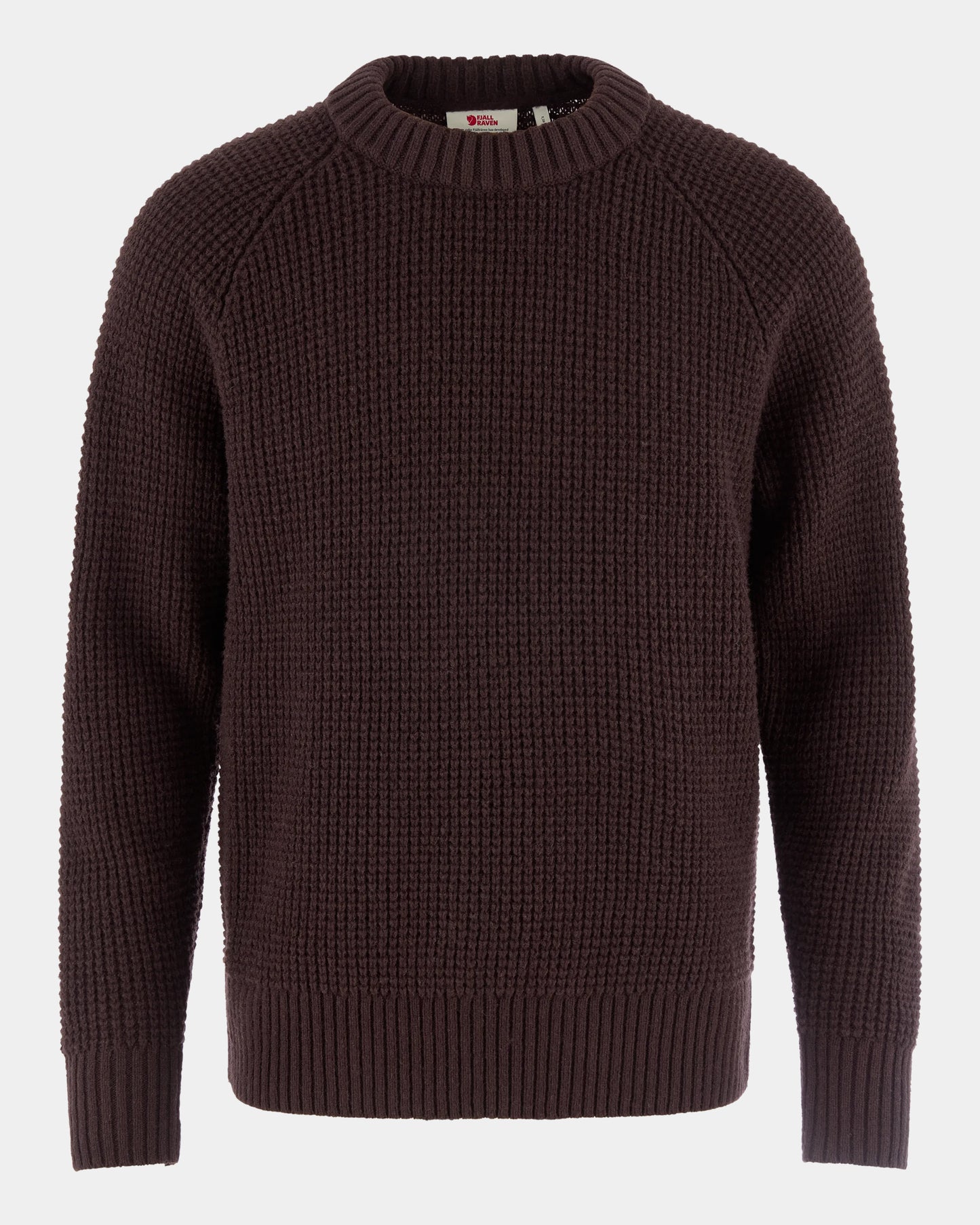 Fjallraven Ovik Waffle Knit Mens Jumper - Black Oak 294 | CHO | Designer Mens Jumpers