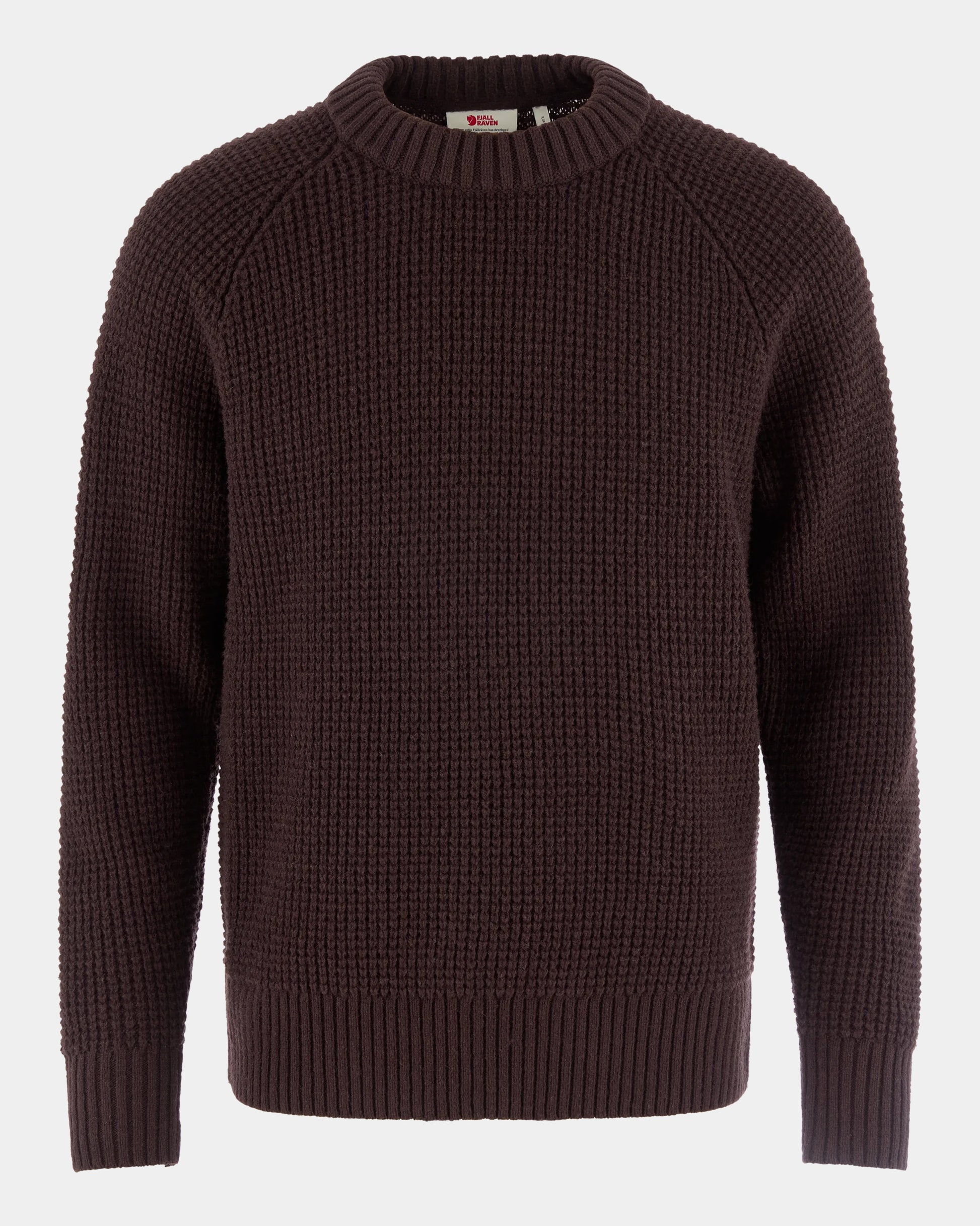 Fjallraven Ovik Waffle Knit Mens Jumper - Black Oak 294 | CHO | Designer Mens Jumpers