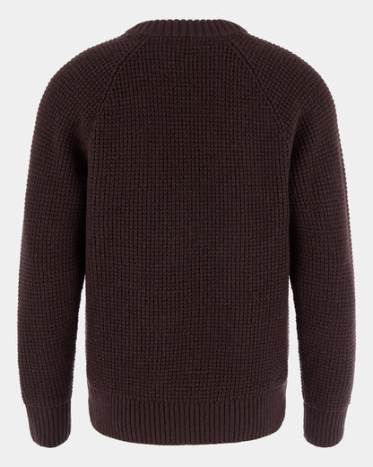 Fjallraven Ovik Waffle Knit Mens Jumper - Black Oak 294 | CHO | Designer Mens Jumpers