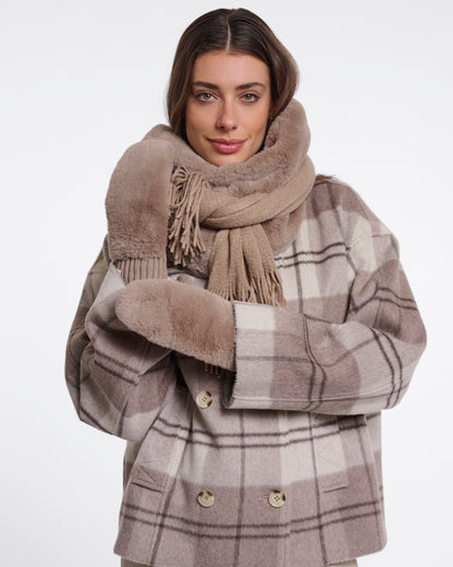 Rino & Pelle Oxo Womens Faux Fur Gloves - Mocha Latte | CHO | Designer Womens Faux fur gloves