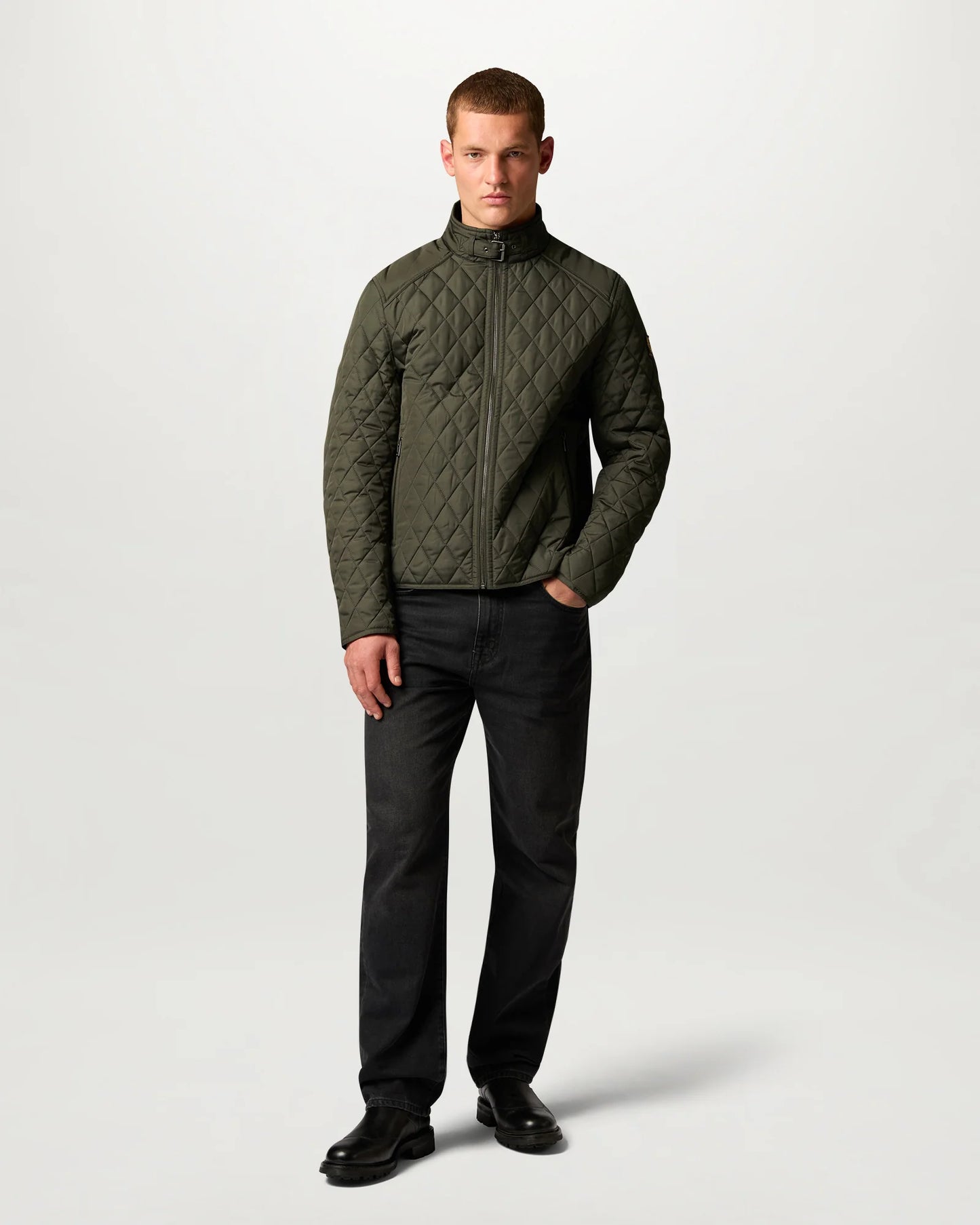 Belstaff Mens Pembroke Jacket in Faded Olive, full length front