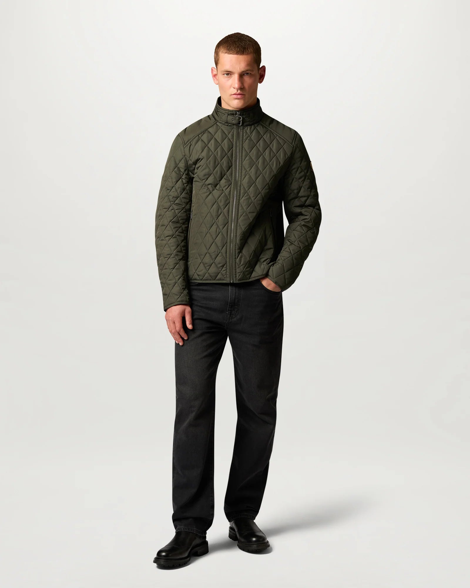 Belstaff Mens Pembroke Jacket in Faded Olive, full length front