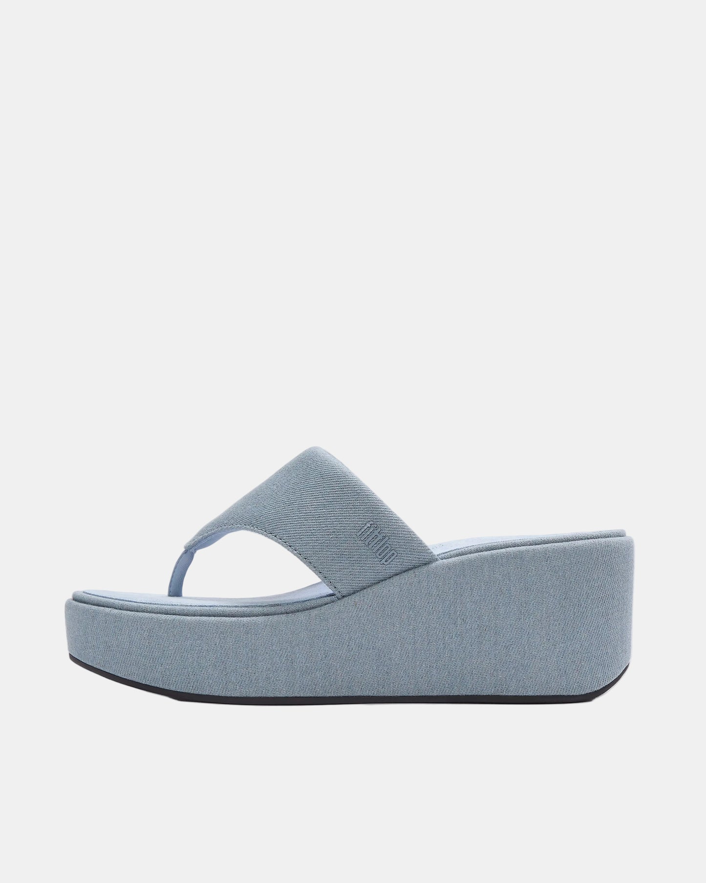 FitFlop Womens PLATFFORMS Denim Wedge Toe - Post Sandals - Light Denim E01 | [shop_name] | Designer Womens Sandals - Light Denim E01 - UK5 EU38 US7 - 199039207501
