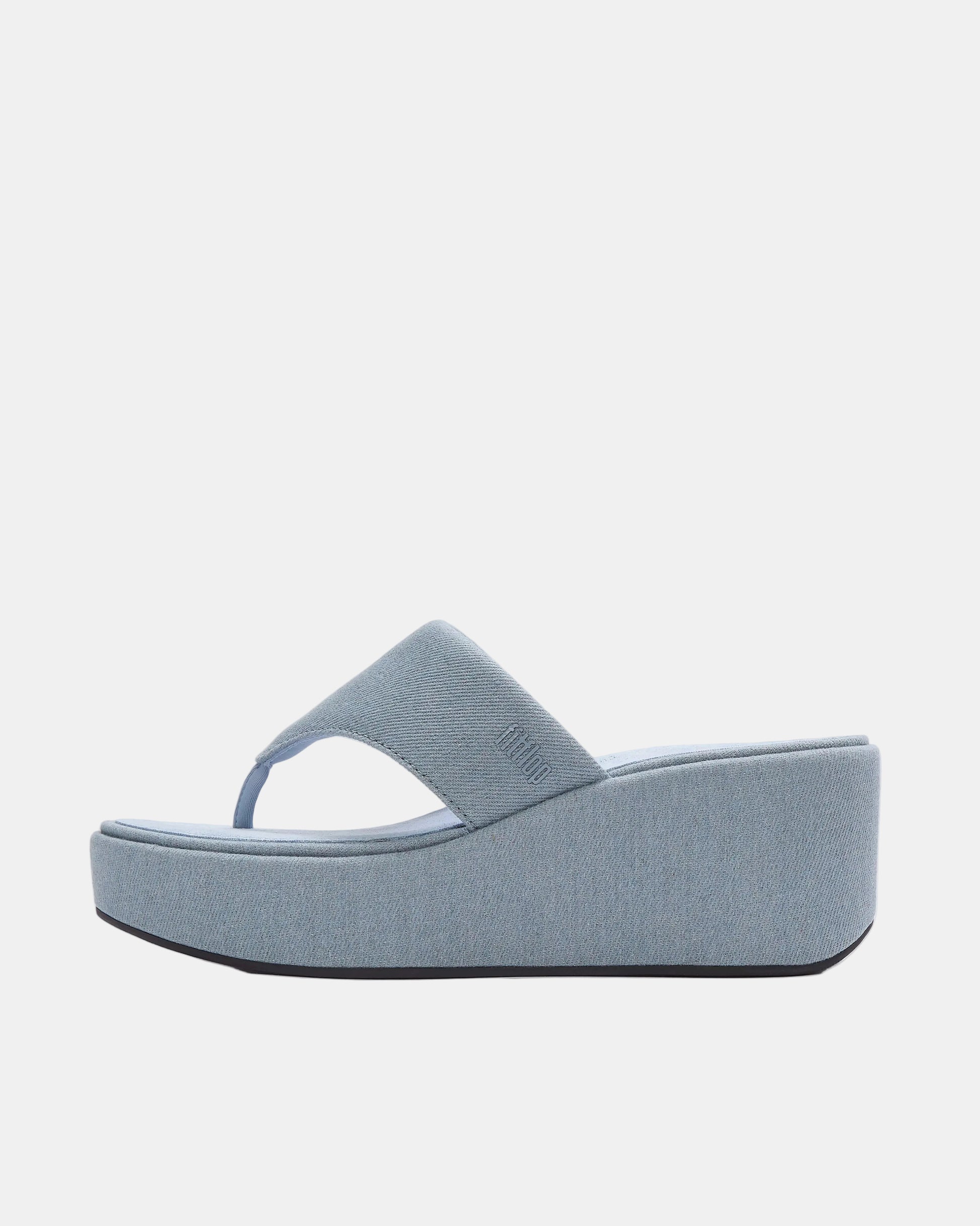 FitFlop Womens PLATFFORMS Denim Wedge Toe - Post Sandals - Light Denim E01 | [shop_name] | Designer Womens Sandals - Light Denim E01 - UK5 EU38 US7 - 199039207501