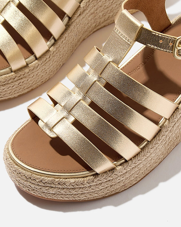 FitFlop PlatFForms Womens Espadrille Wedge Fisherman Sandals - Platino 675