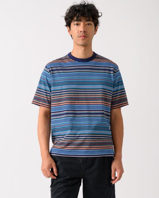 PS Paul Smith Mens Casual Fit Multi Stripe T-Shirt - 45 Cobalt Blue