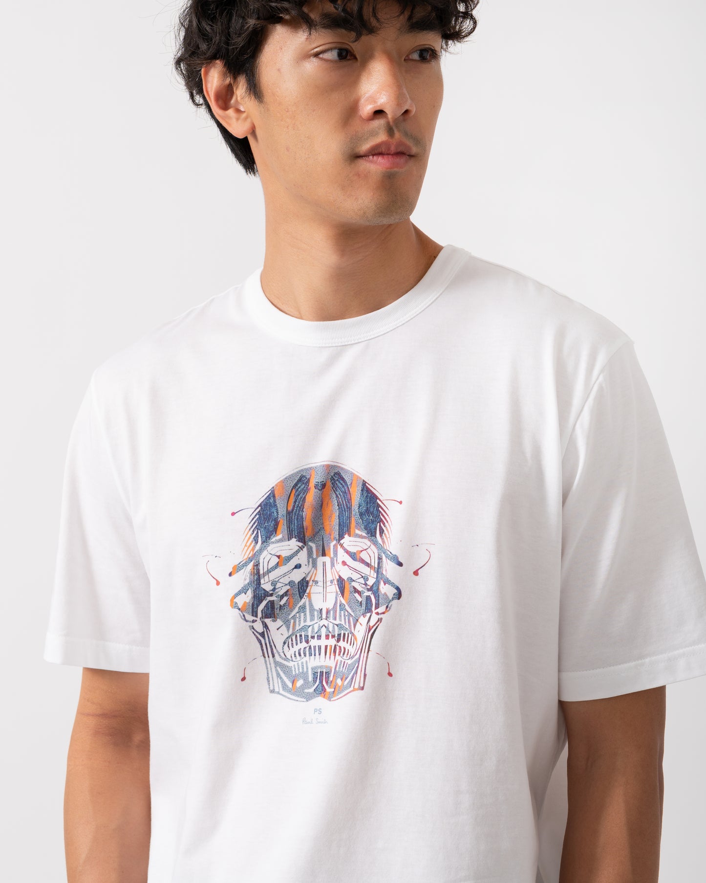PS Paul Smith Mens Casual Fit Painted Skull T-Shirt - 01 White