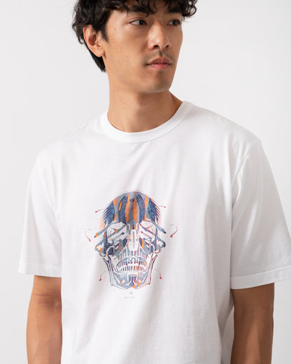 PS Paul Smith Mens Casual Fit Painted Skull T-Shirt - 01 White