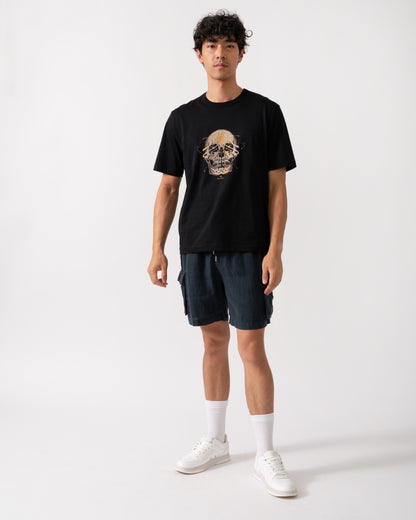 PS Paul Smith Mens Casual Fit Painted Skull T-Shirt - 79 Black