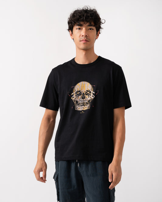PS Paul Smith Mens Casual Fit Painted Skull T-Shirt - 79 Black