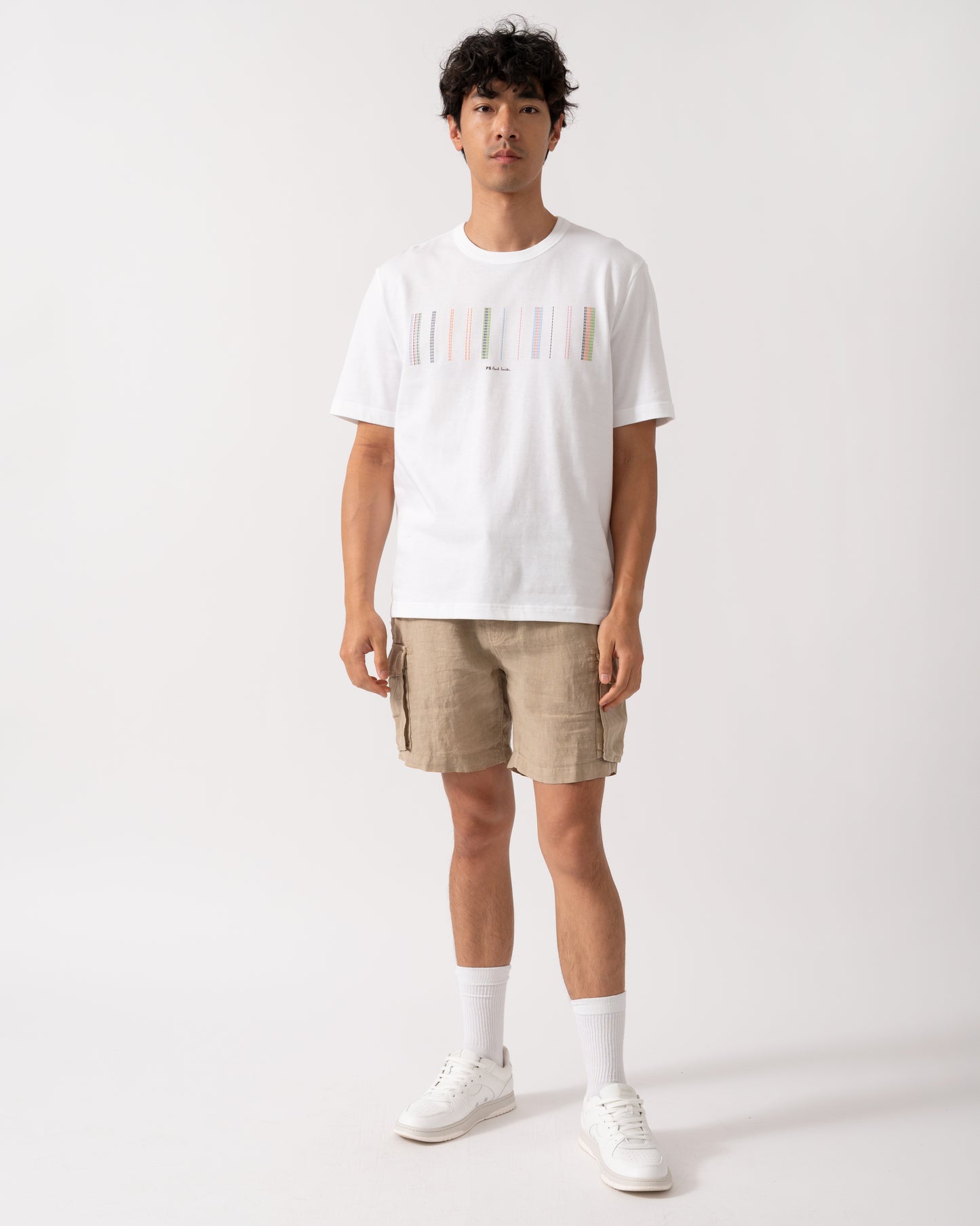 PS Paul Smith Mens Casual Fit Stripe Graphic T-Shirt - 01 White