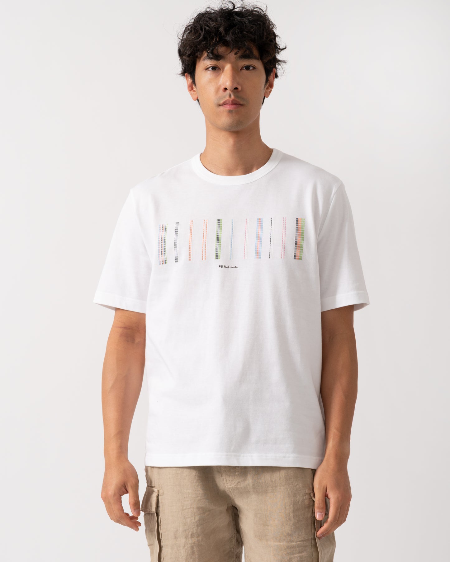 PS Paul Smith Mens Casual Fit Stripe Graphic T-Shirt - 01 White