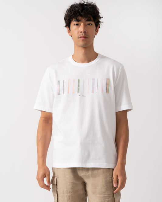 PS Paul Smith Mens Casual Fit Stripe Graphic T-Shirt - 01 White