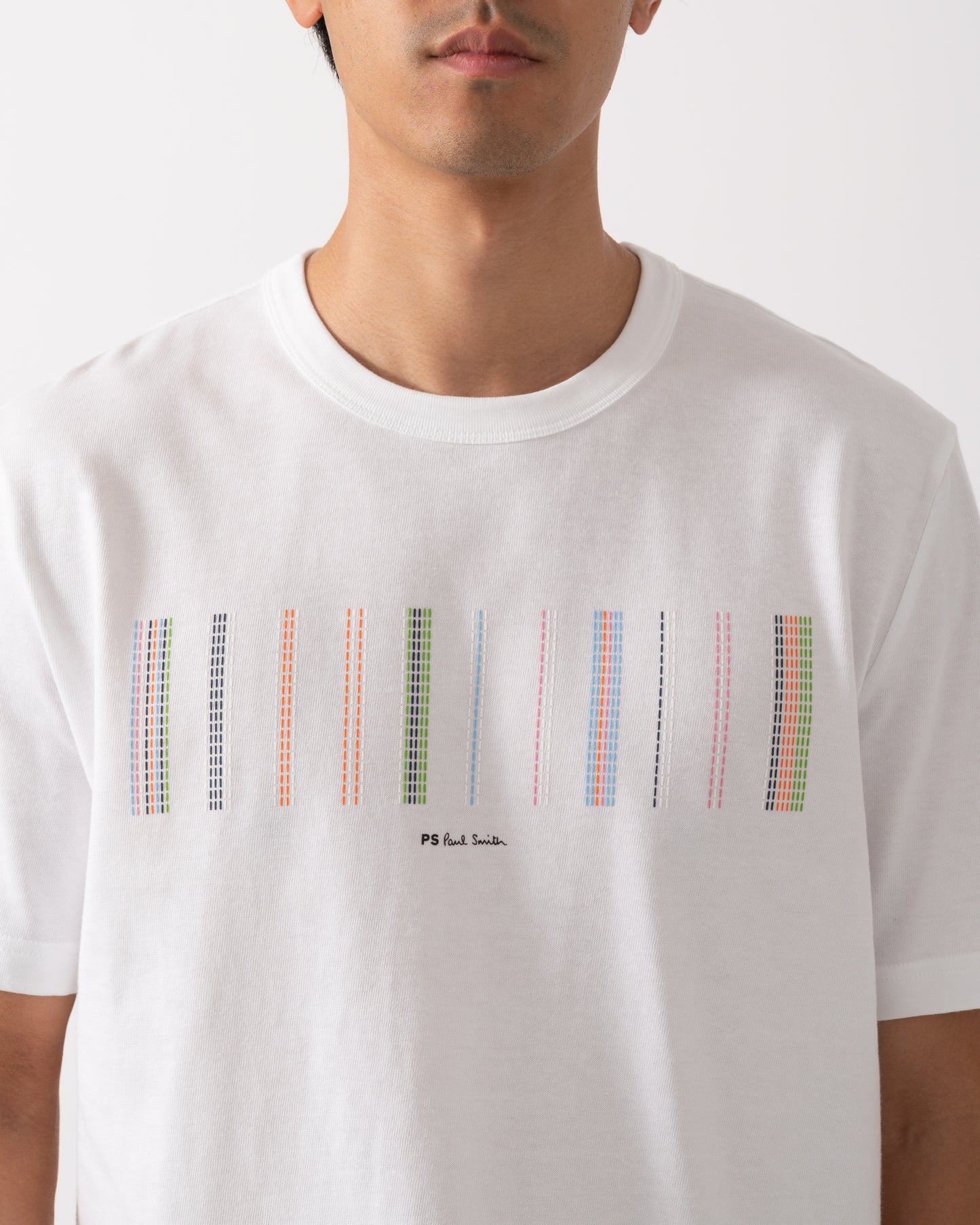 PS Paul Smith Mens Casual Fit Stripe Graphic T-Shirt - 01 White
