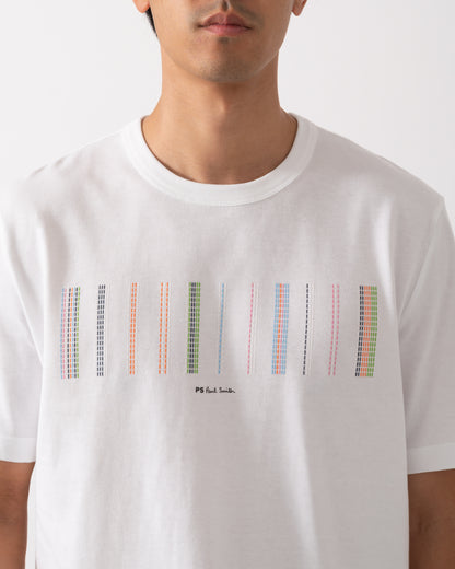 PS Paul Smith Mens Casual Fit Stripe Graphic T-Shirt - 01 White