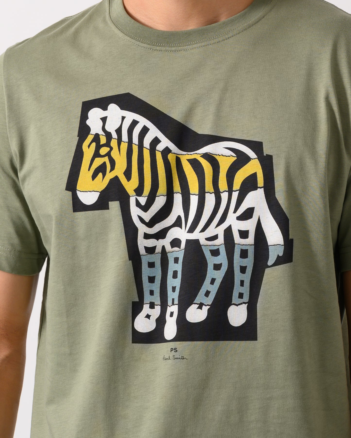PS Paul Smith Mens Regular Fit Cutout Zebra T-Shirt - 34C Khaki