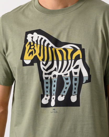 PS Paul Smith Mens Regular Fit Cutout Zebra T-Shirt - 34C Khaki
