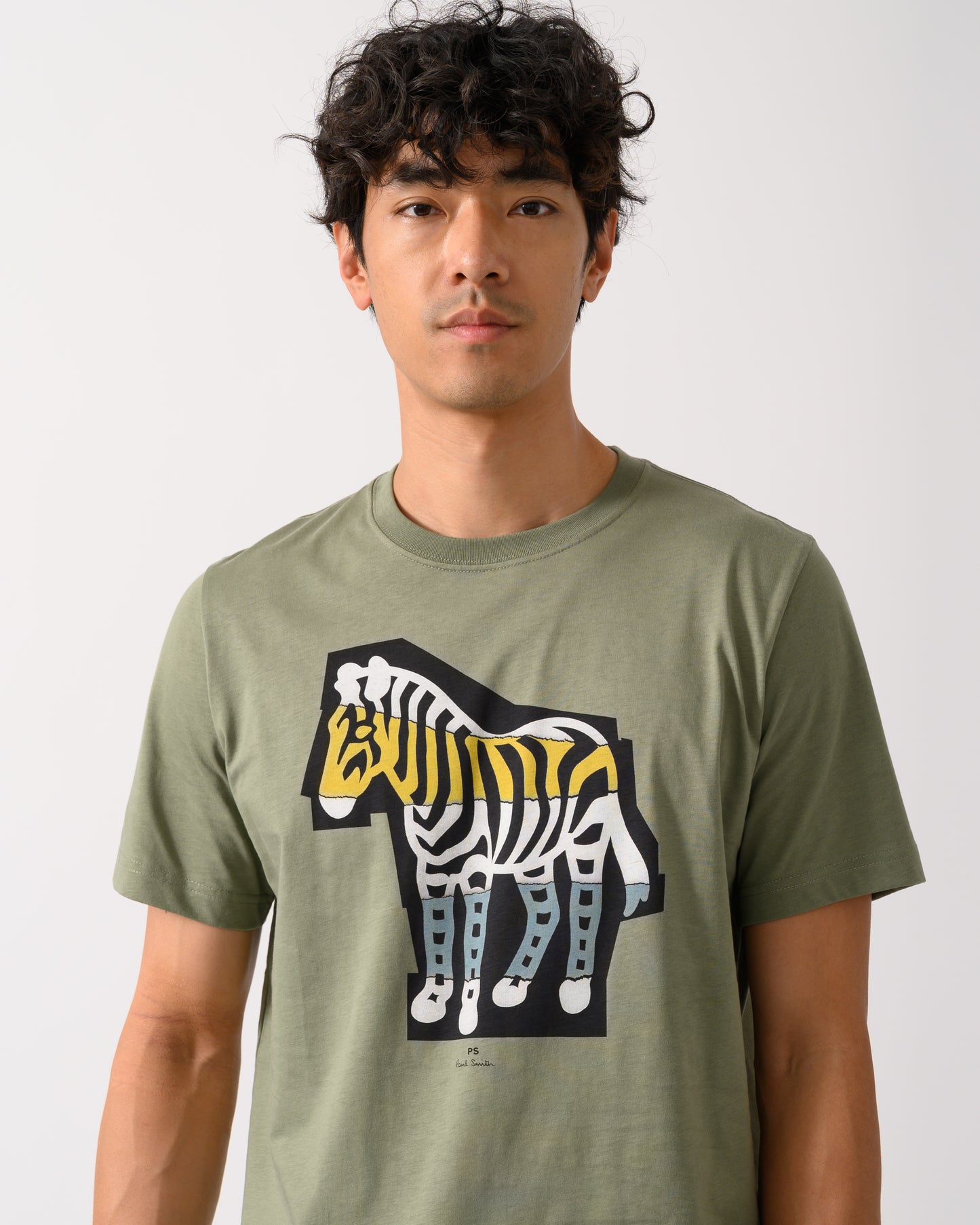PS Paul Smith Mens Regular Fit Cutout Zebra T-Shirt - 34C Khaki
