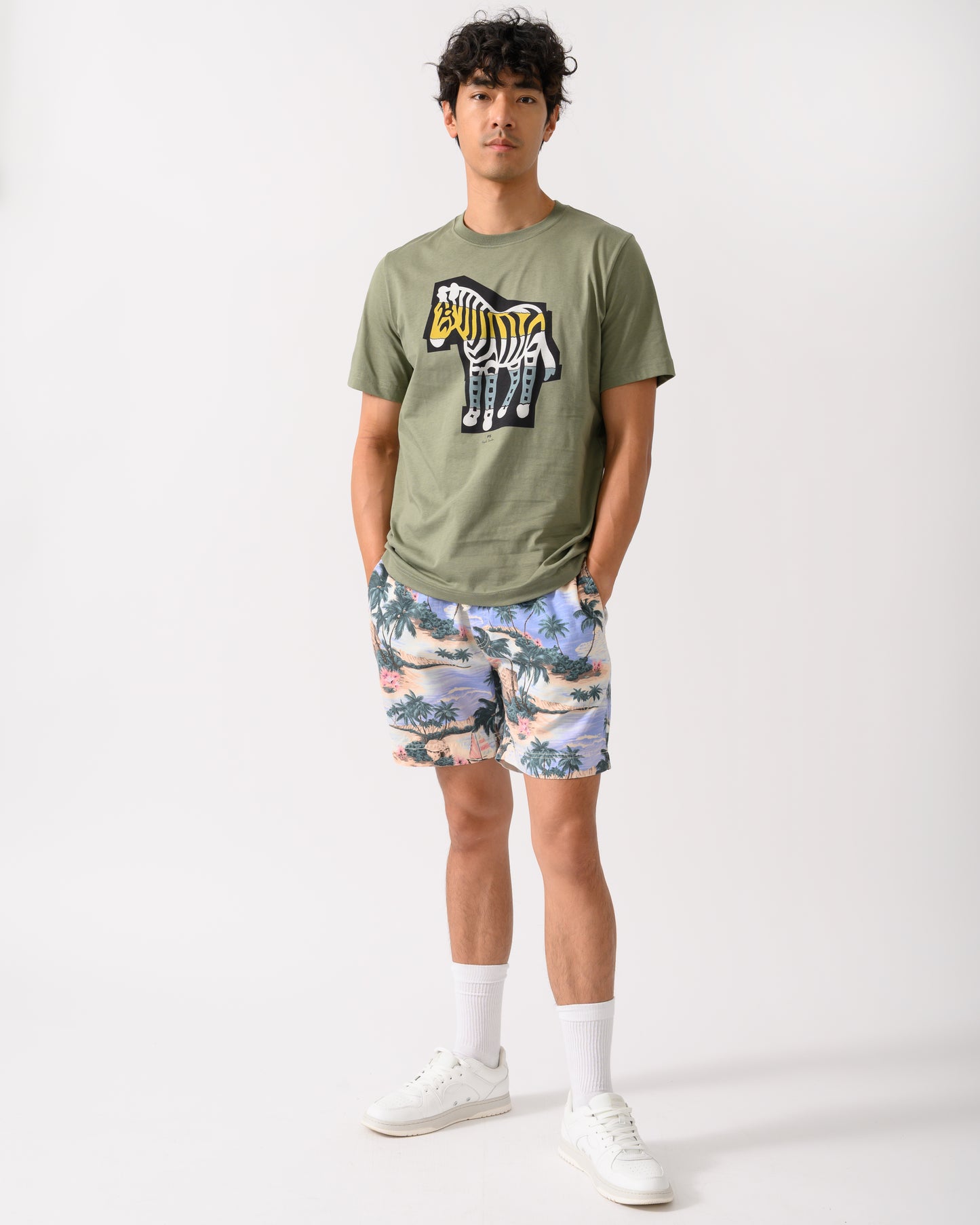 PS Paul Smith Mens Regular Fit Cutout Zebra T-Shirt - 34C Khaki