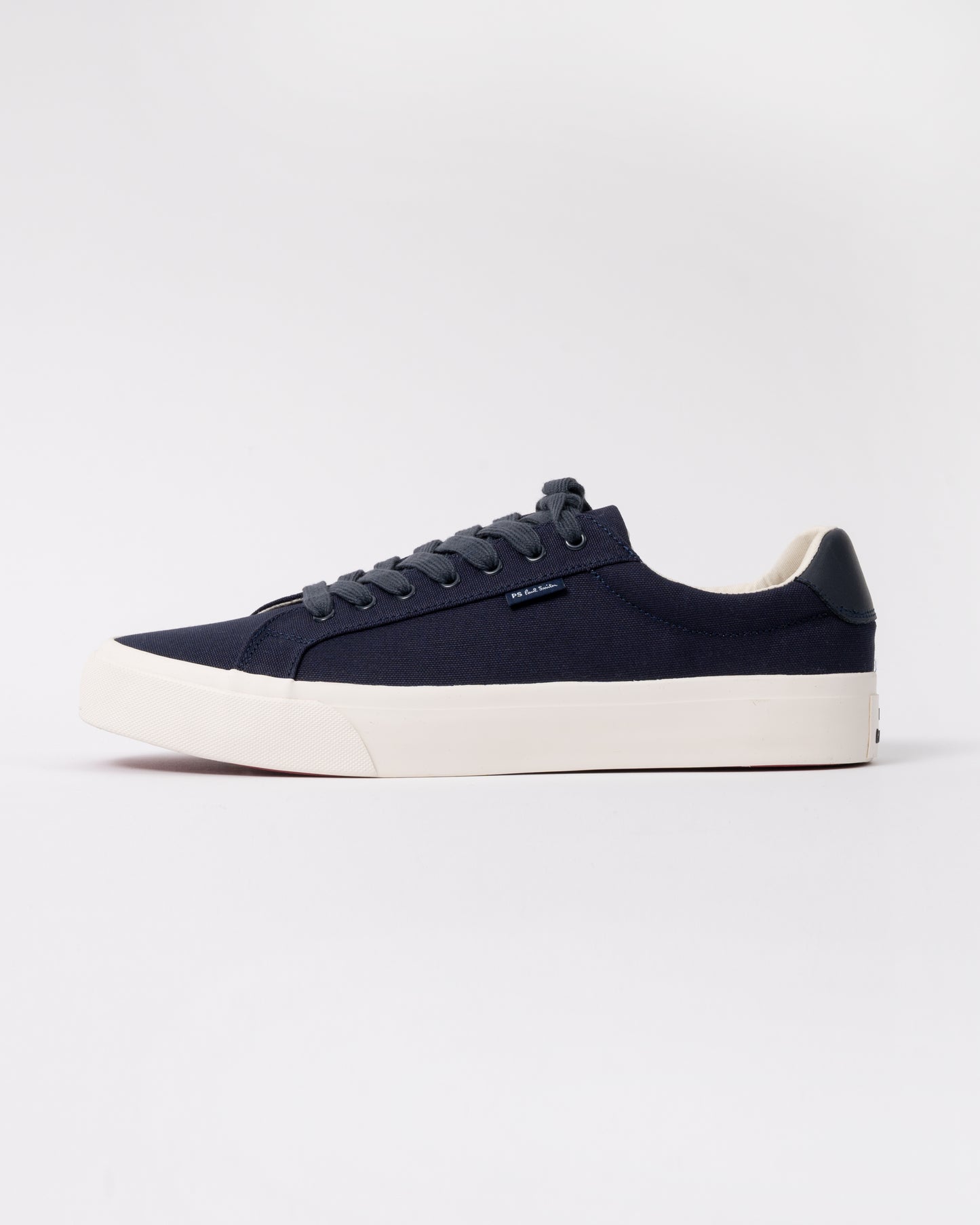side view of PS Paul Smith Amos Canvas Mens Trainers in 47 Navy