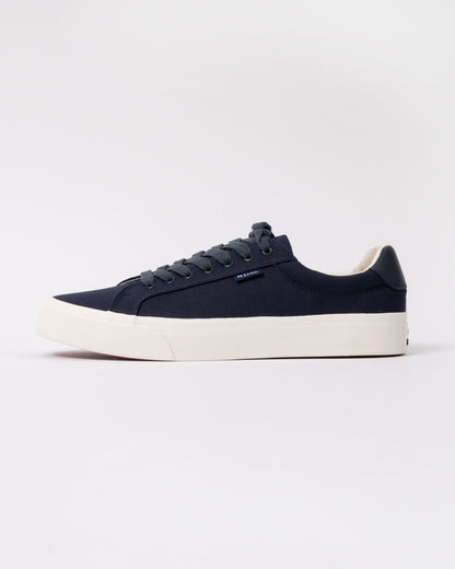 side view of PS Paul Smith Amos Canvas Mens Trainers in 47 Navy