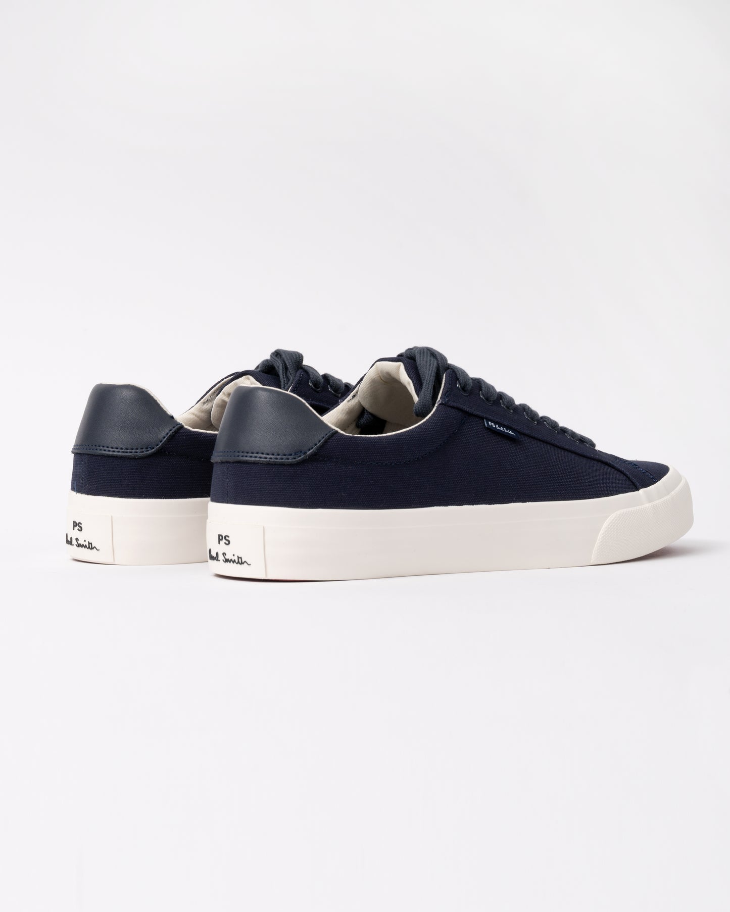 back of PS Paul Smith Amos Canvas Mens Trainers in 47 Navy