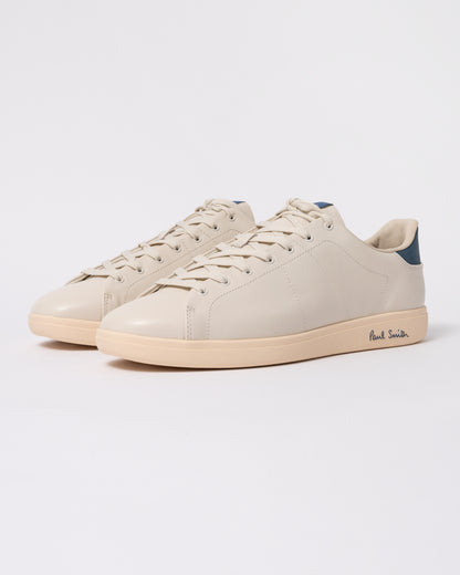 Studio photograph showing PS Paul Smith Chip Leather Mens Trainers in 01 White