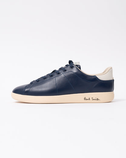 side view of PS Paul Smith Chip Leather Mens Trainers - 49 Very Dark Navy
