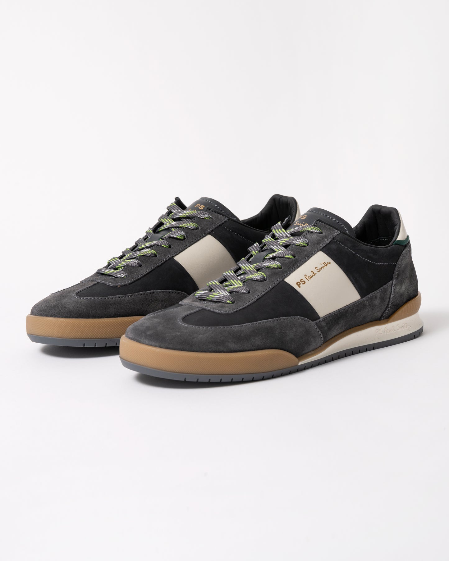 a pair of PS Paul Smith Dover Suede Mens Trainers in 74 Smoke