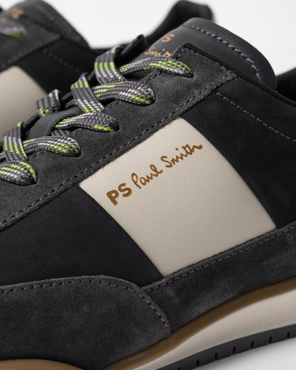 close up of a pair of PS Paul Smith Dover Suede Mens Trainers in 74 Smoke