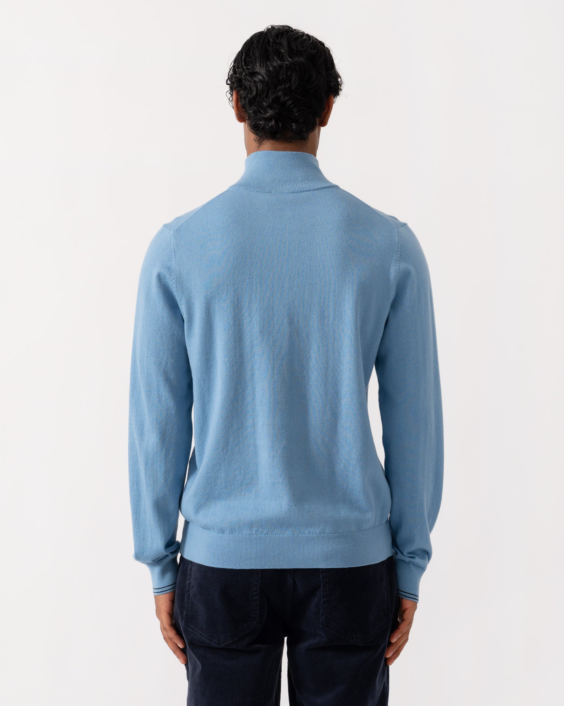 Back of PS Paul Smith Mens 1/4 Zip Zebra Badge Sweater - 40 Light Blue
