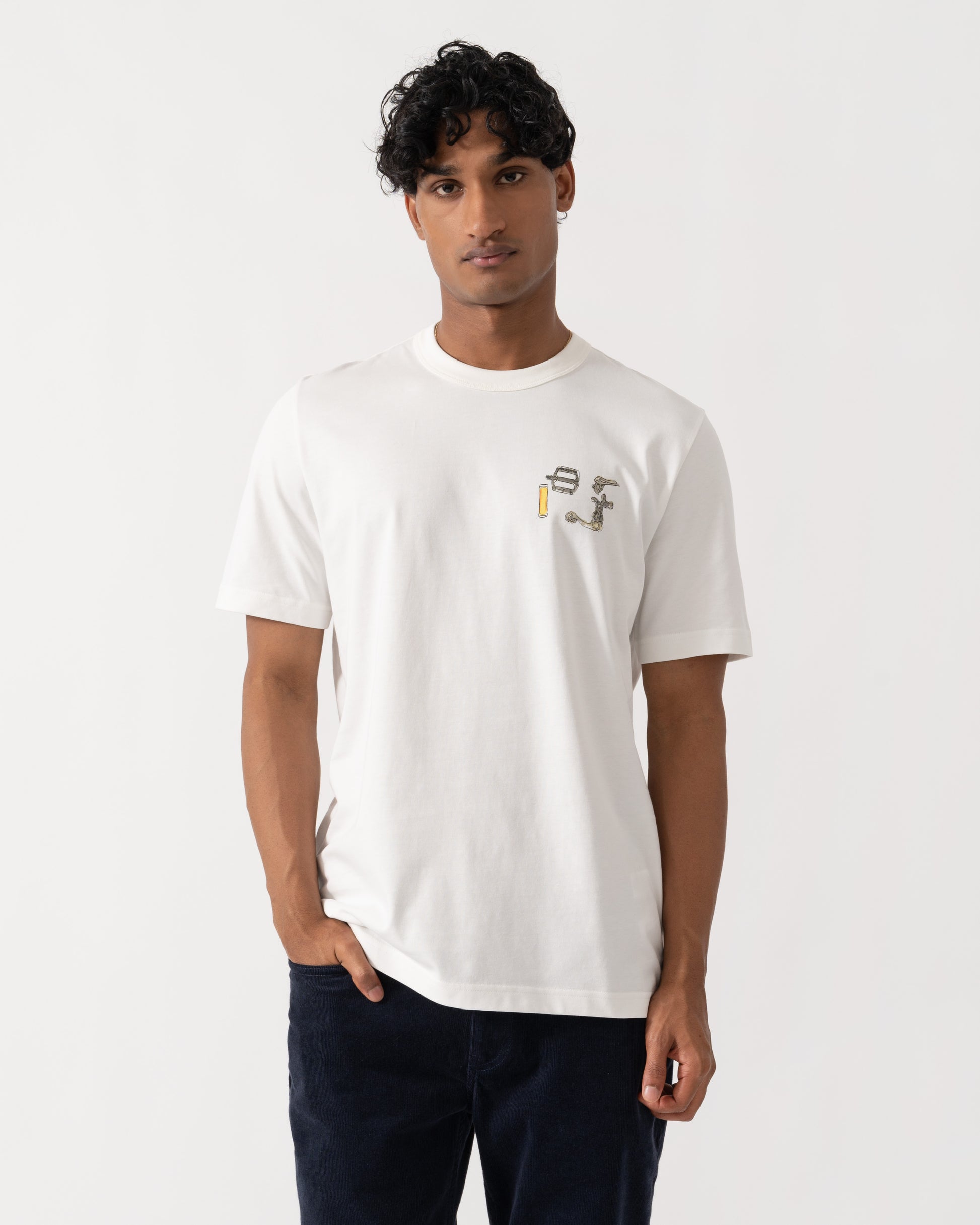 Front of PS Paul Smith Mens Bike Parts Graphic T-Shirt - 02 Off White