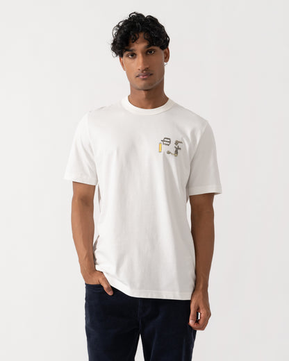 Front of PS Paul Smith Mens Bike Parts Graphic T-Shirt - 02 Off White