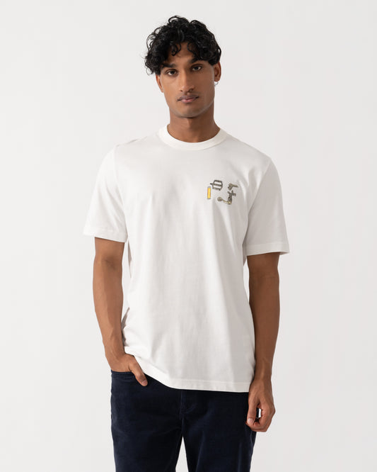 Front of PS Paul Smith Mens Bike Parts Graphic T-Shirt - 02 Off White