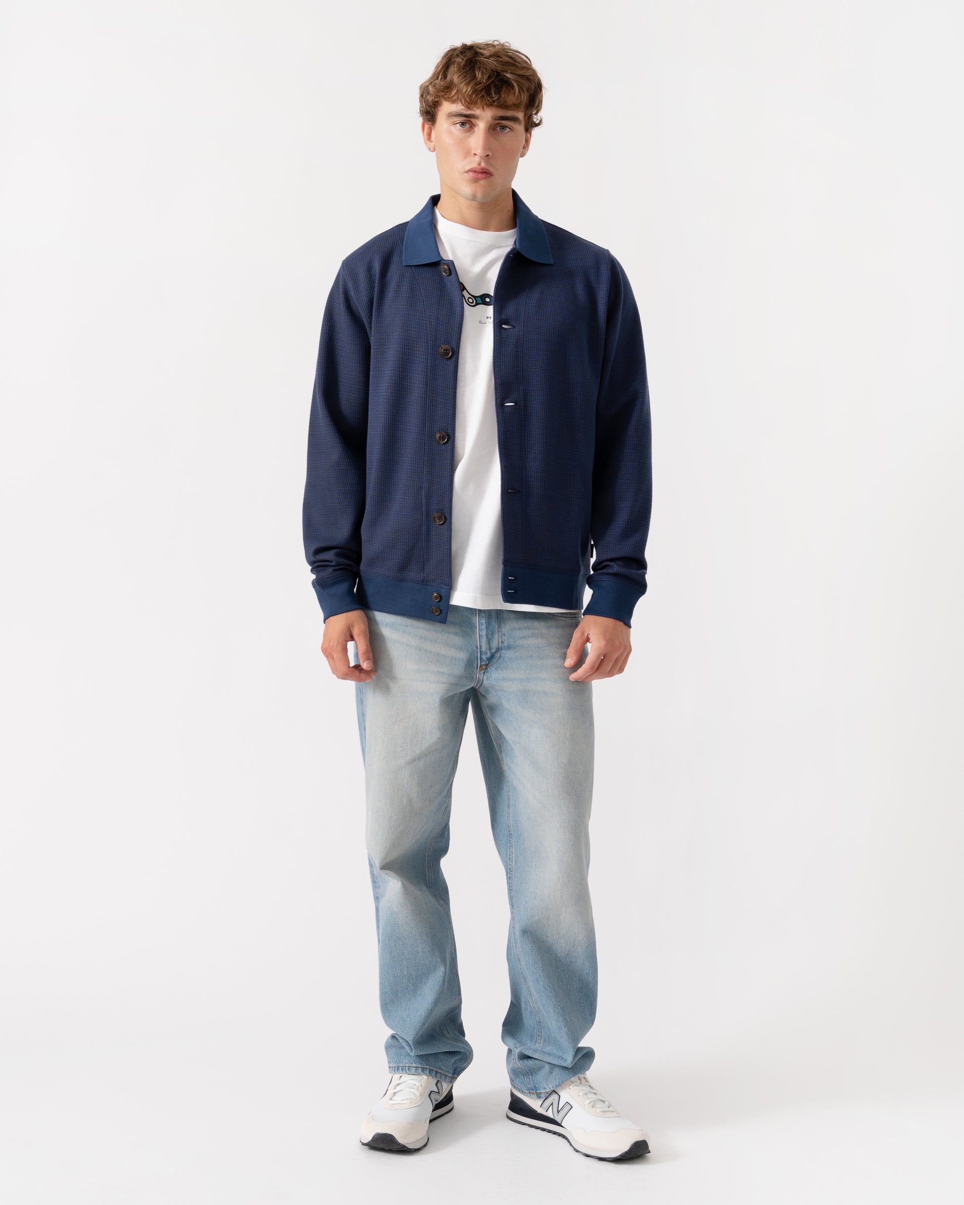 Outfit shot of PS Paul Smith Mens Casual Fit Cardigan - 46 Indigo