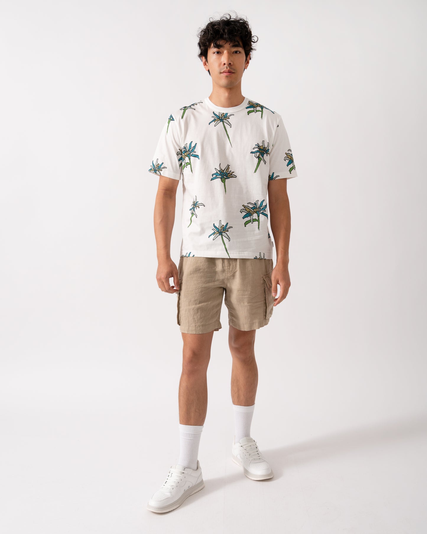 PS Paul Smith Mens Casual Fit Flower T-Shirt - 01 White